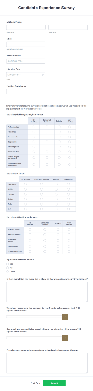 Candidate Experience Survey Form Template