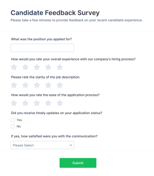 Candidate Feedback Survey Form Template