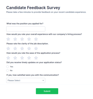 Candidate Feedback Survey Form Template