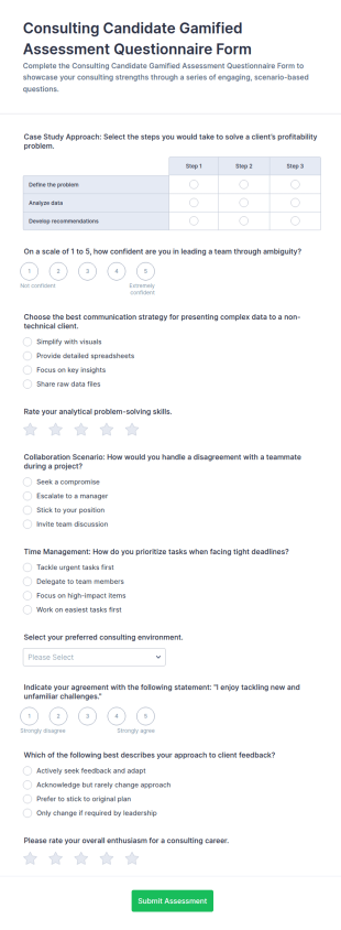 Candidate Gamified Assessment Form Template