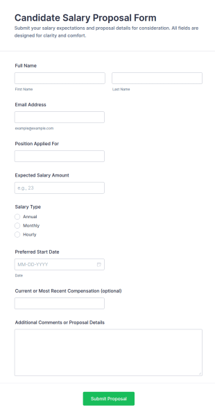 Candidate Salary Proposal Form Template