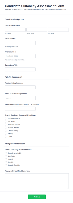 Candidate Suitability Assessment Form Template