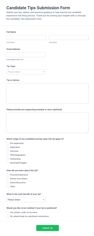Candidate Tips Submission Form Template