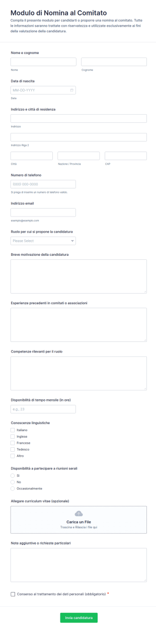 Candidatura Al Comitato Form