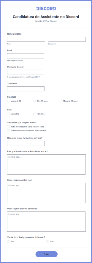 Candidatura De Assistente No Discord