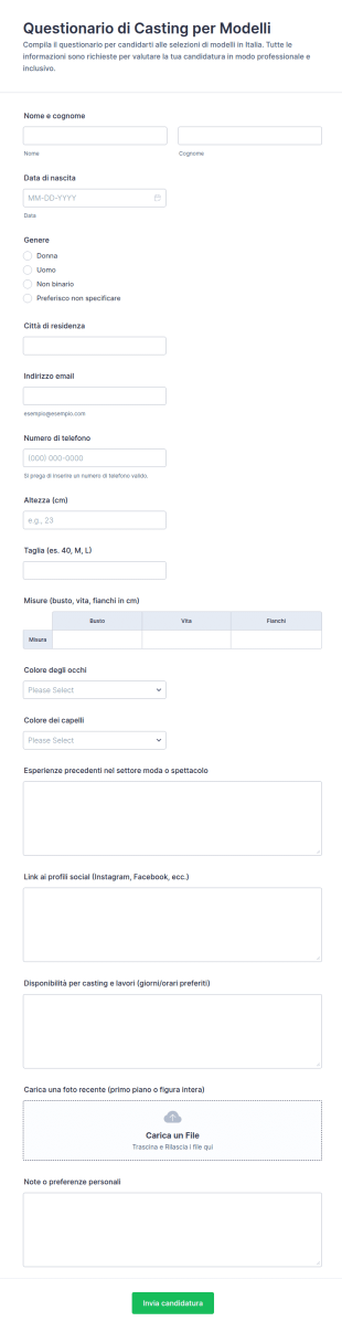 Candidatura Per Modello Form