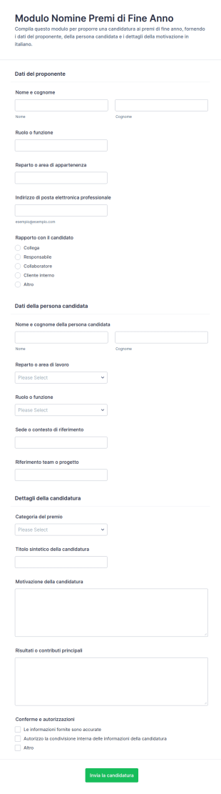 Candidatura Premi Di Fine Anno