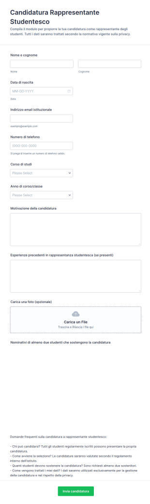 Candidatura Rappresentante Studentesco