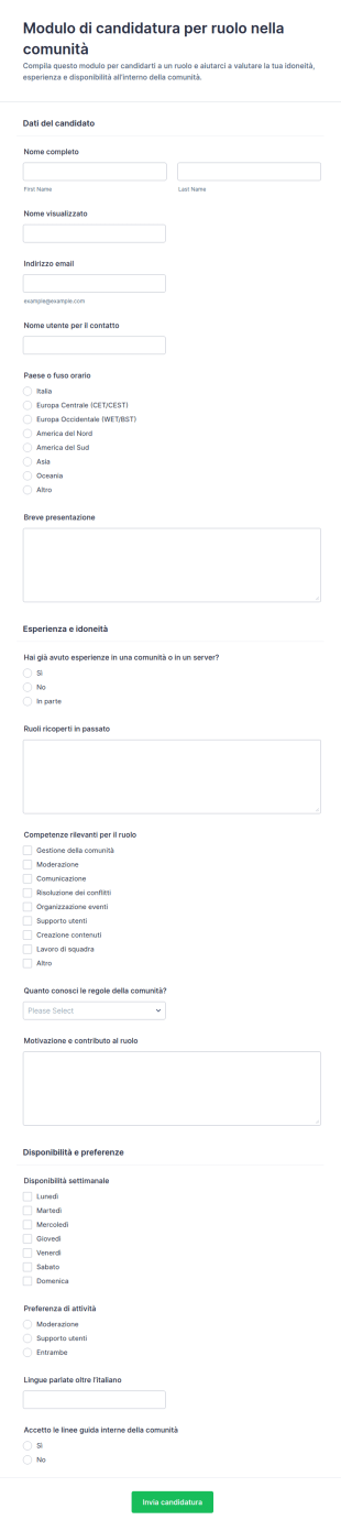 Candidatura Ruolo Discord Form