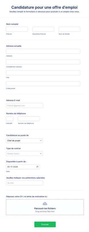 Candidature Pour Une Offre D'emploi