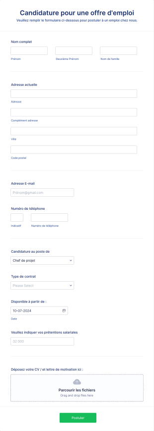 Candidature Pour Une Offre D'emploi