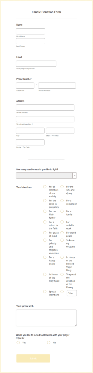 Candle Donation Form Template