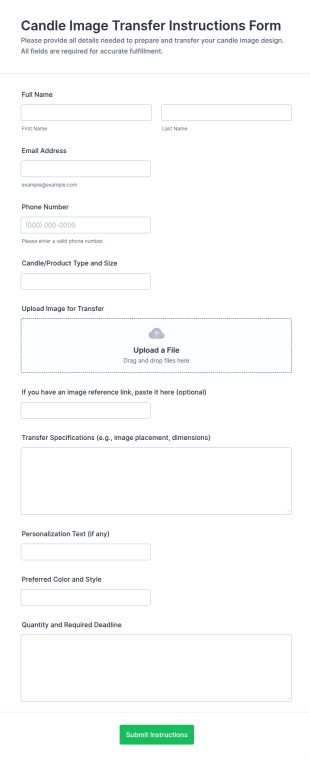 Candle Image Transfer Instructions Form Template