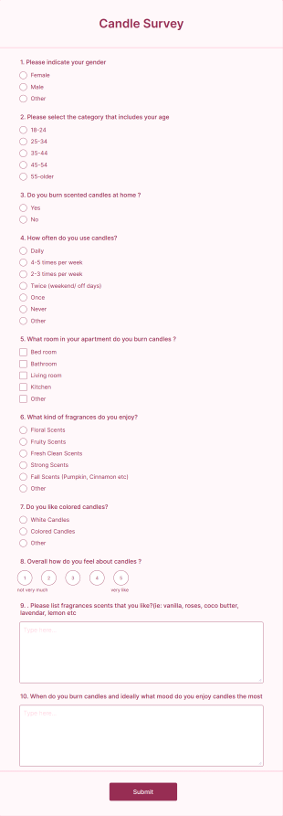 Candle Survey Form Template