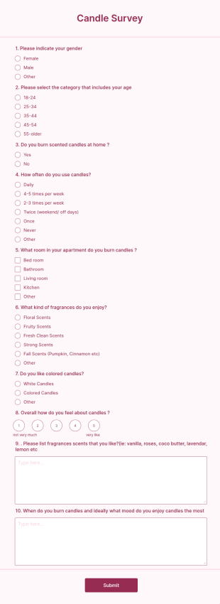 Candle Survey Form Template