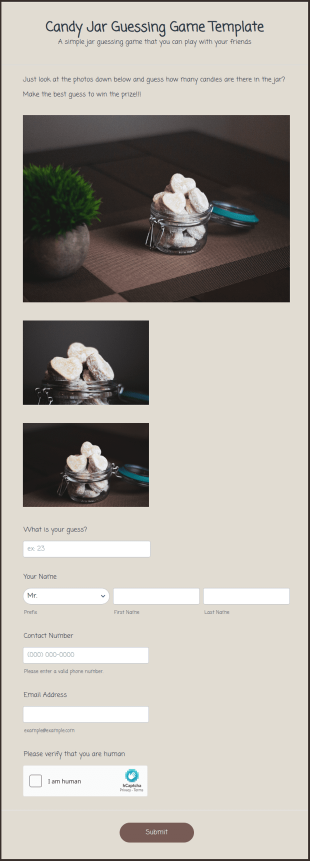 Candy Jar Guessing Game Template