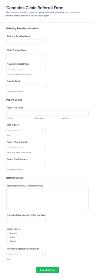 Cannabis Clinic Referral Form Template