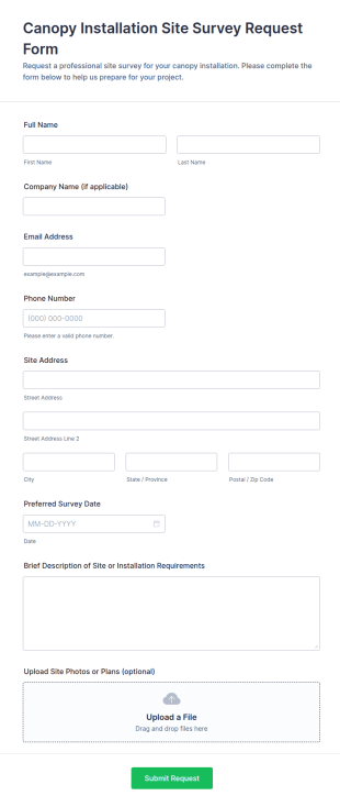 Canopy Installation Site Survey Request Form Template