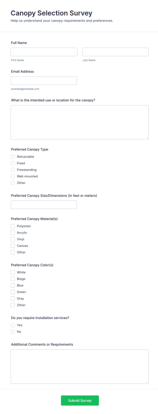 Canopy Selection Survey Form Template