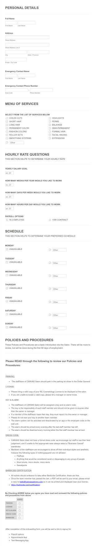 (CANVAS) Employee Onboarding Form Template