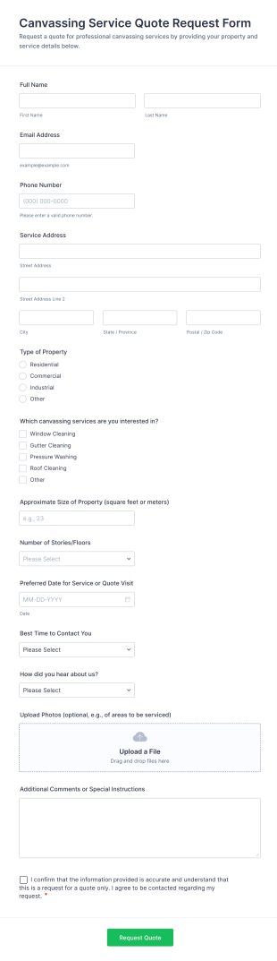 Canvassing Service Quote Request Form Template