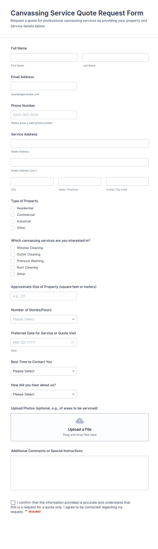 Canvassing Service Quote Request Form Template