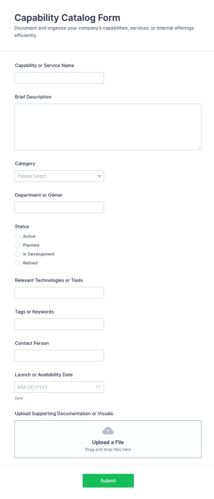 Capability Catalog Form Template