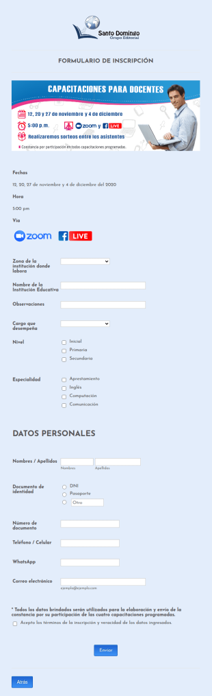 Capacitación Del Docente Formulario De Inscripción