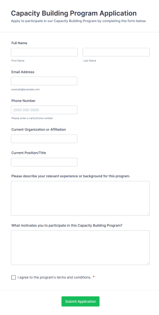 Capacity Building Program Application Form Template