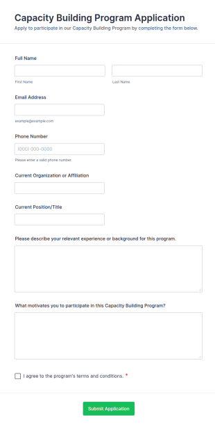 Capacity Building Program Application Form Template