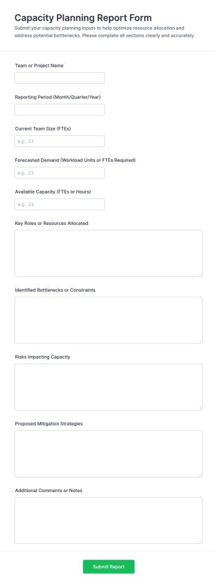 Capacity Planning Report Form Template