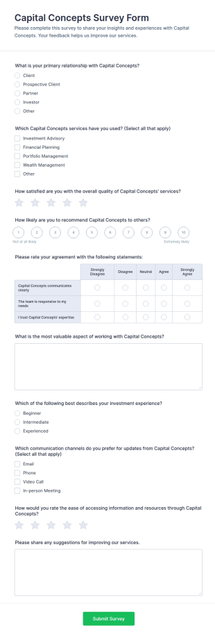 Capital Concepts Survey Form Template