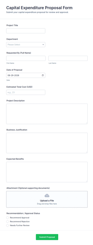 Capital Expenditure Proposal Form Template