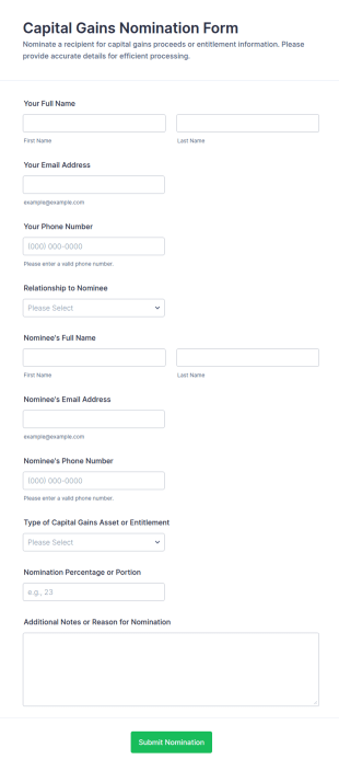 Capital Gains Nomination Form Template