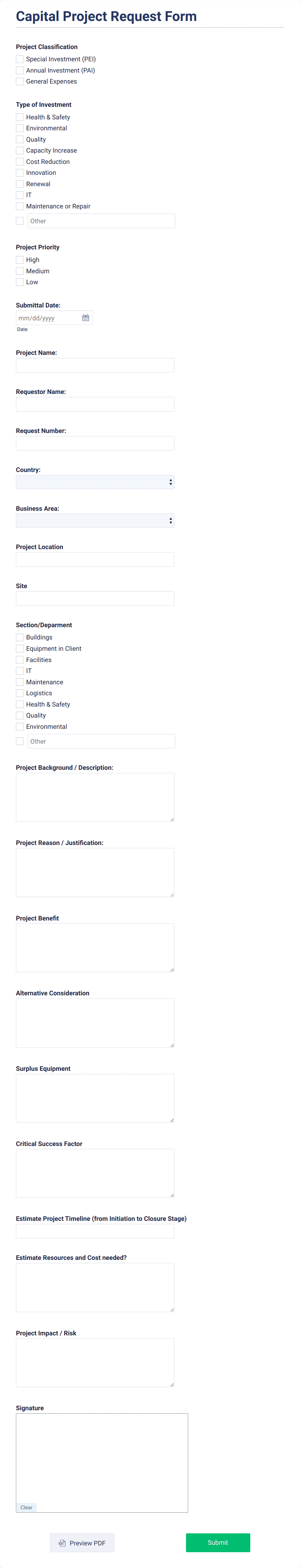 Capital Project Request Form Template | Jotform