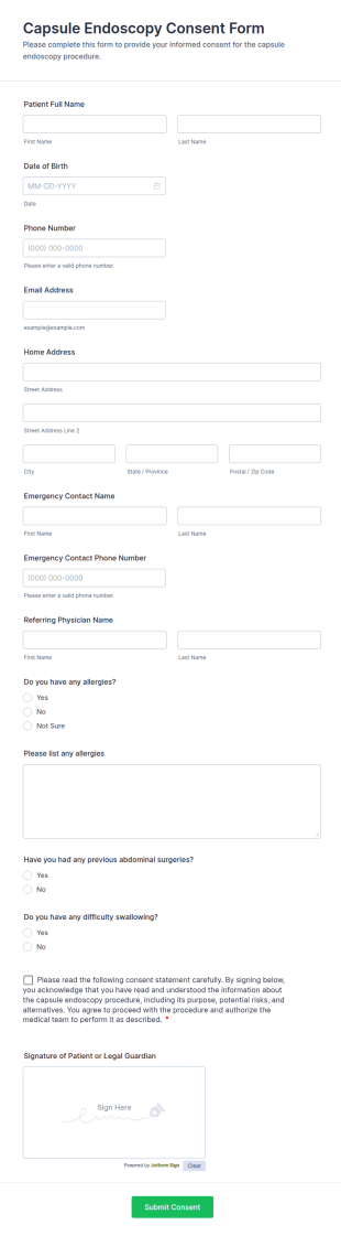 Capsule Endoscopy Consent Form Template