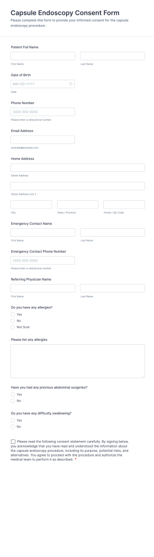 Capsule Endoscopy Consent Form Template
