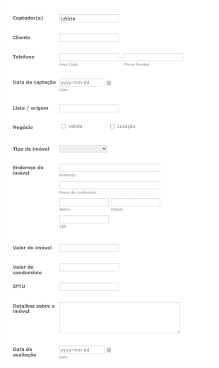 Captação Imobiliária Form Template
