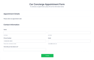 Car Concierge Appointment Form Template