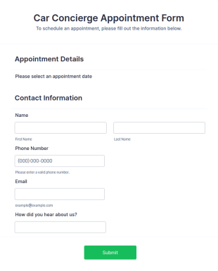 Car Concierge Appointment Form Template