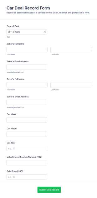 Car Deal Record Form Template