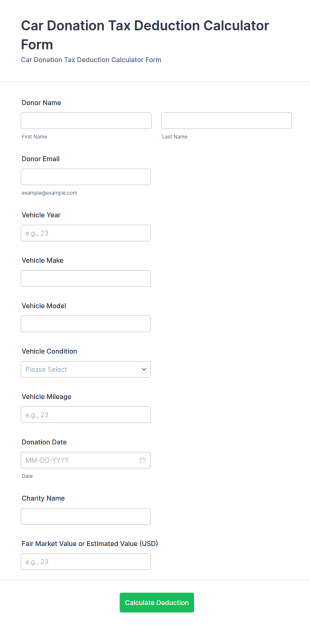 Car Donation Tax Deduction Calculator Form Template