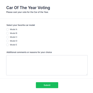 Car Of The Year Voting Form Template