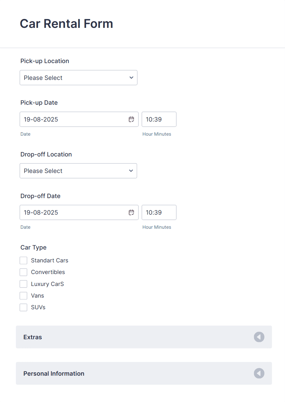Car Rental Application Form Template | Jotform