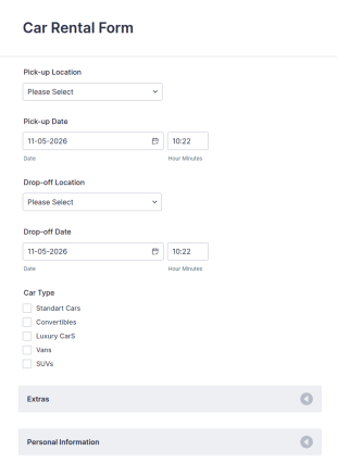 Car Rental Application Form Template