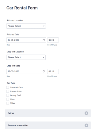 Car Rental Application Form Template