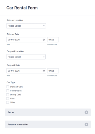 Car Rental Form Template