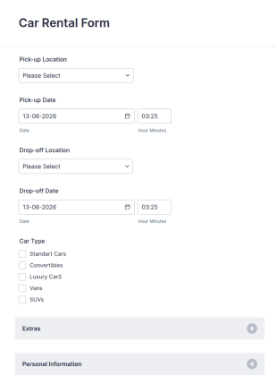 Car Rental Form Template