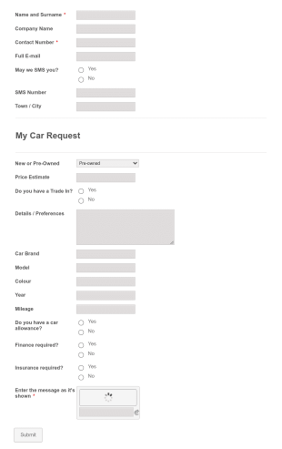 Car Request Form Template