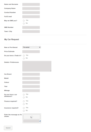 Car Request Form Template